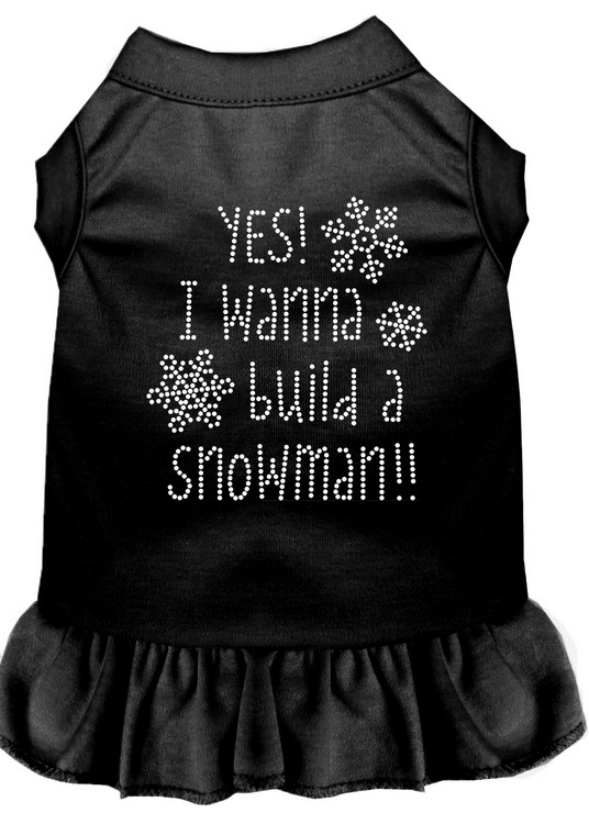 Yes! I want to Build a Snowman Rhinestone Dog Dress Black Lg